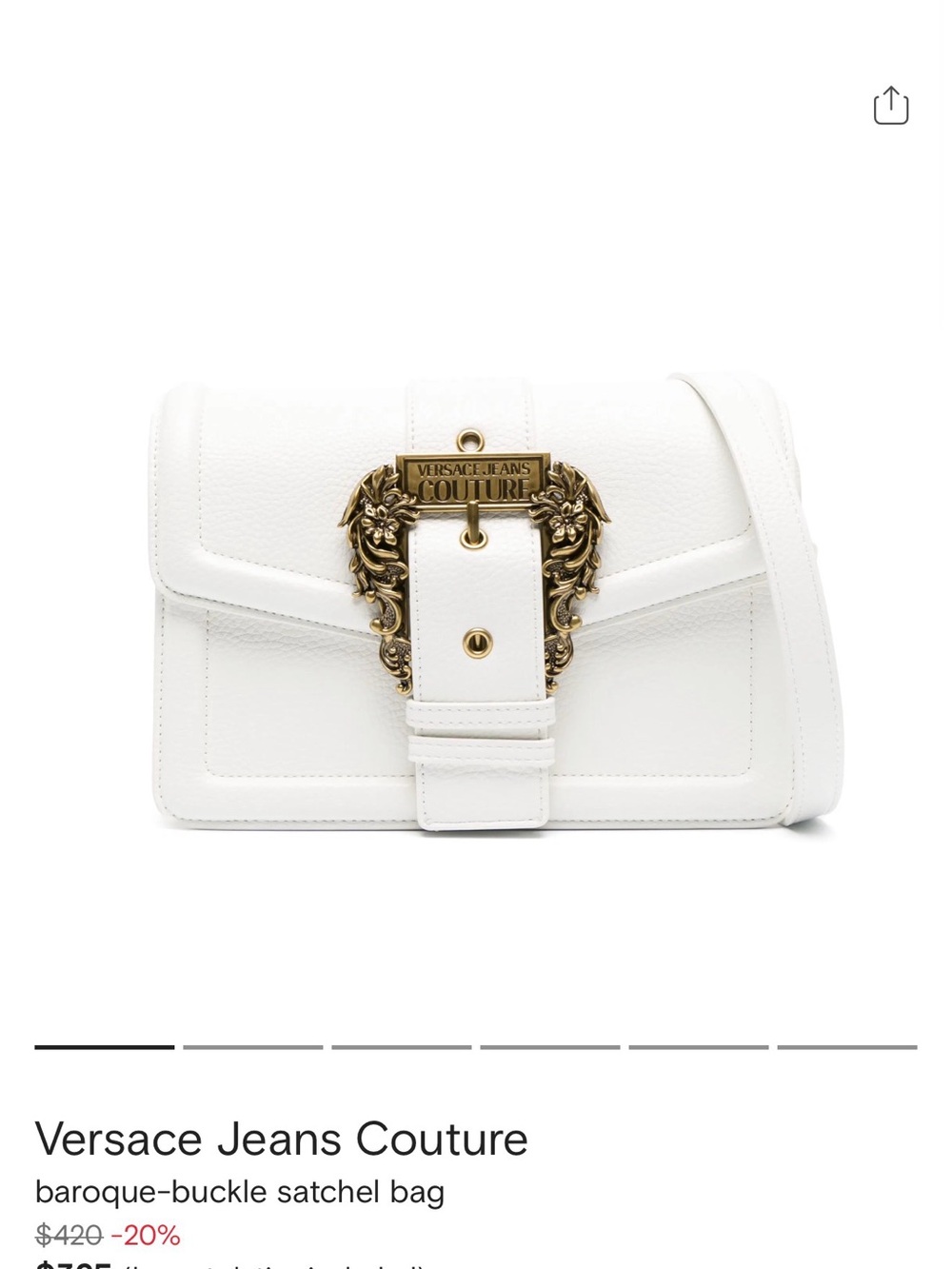 Versace Jeans Collection White Satchel with Gold Baroque Buckle